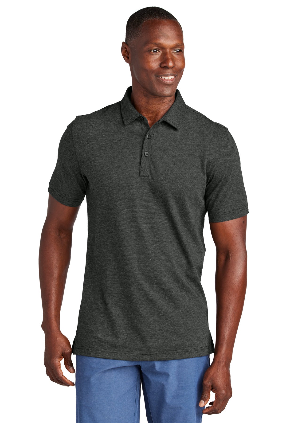 Front View of BlkHthr TravisMathew Sunnyvale Polo TM1MAA369  - S