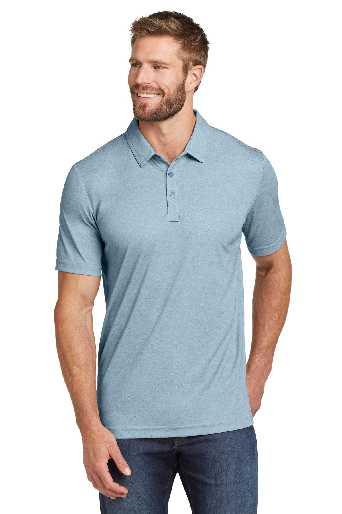 Front View of AllureHthr TravisMathew Oceanside Heather Polo. TM1MU412  - S