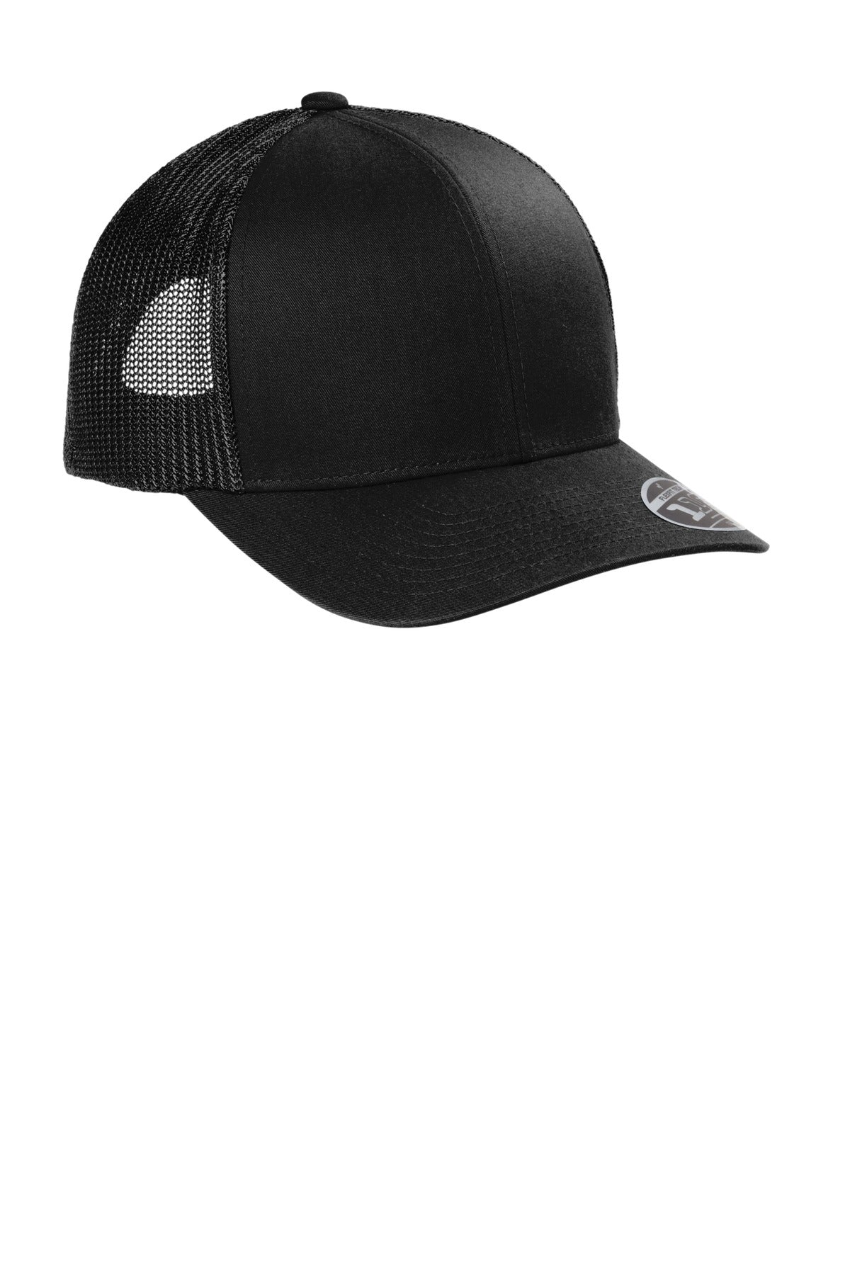 Front View of Black TravisMathew Cruz Trucker Cap. TM1MU423