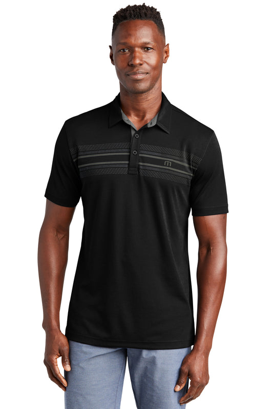 Front View of Black TravisMathew Monterey Chest Stripe Polo TM1MW450  - S