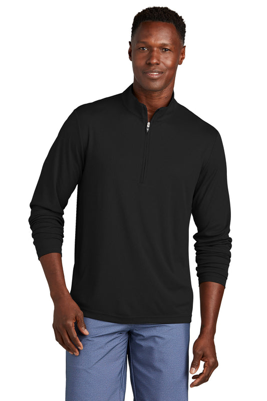 Front View of Black TravisMathew Coto Performance 1/4-Zip TM1MY397  - S