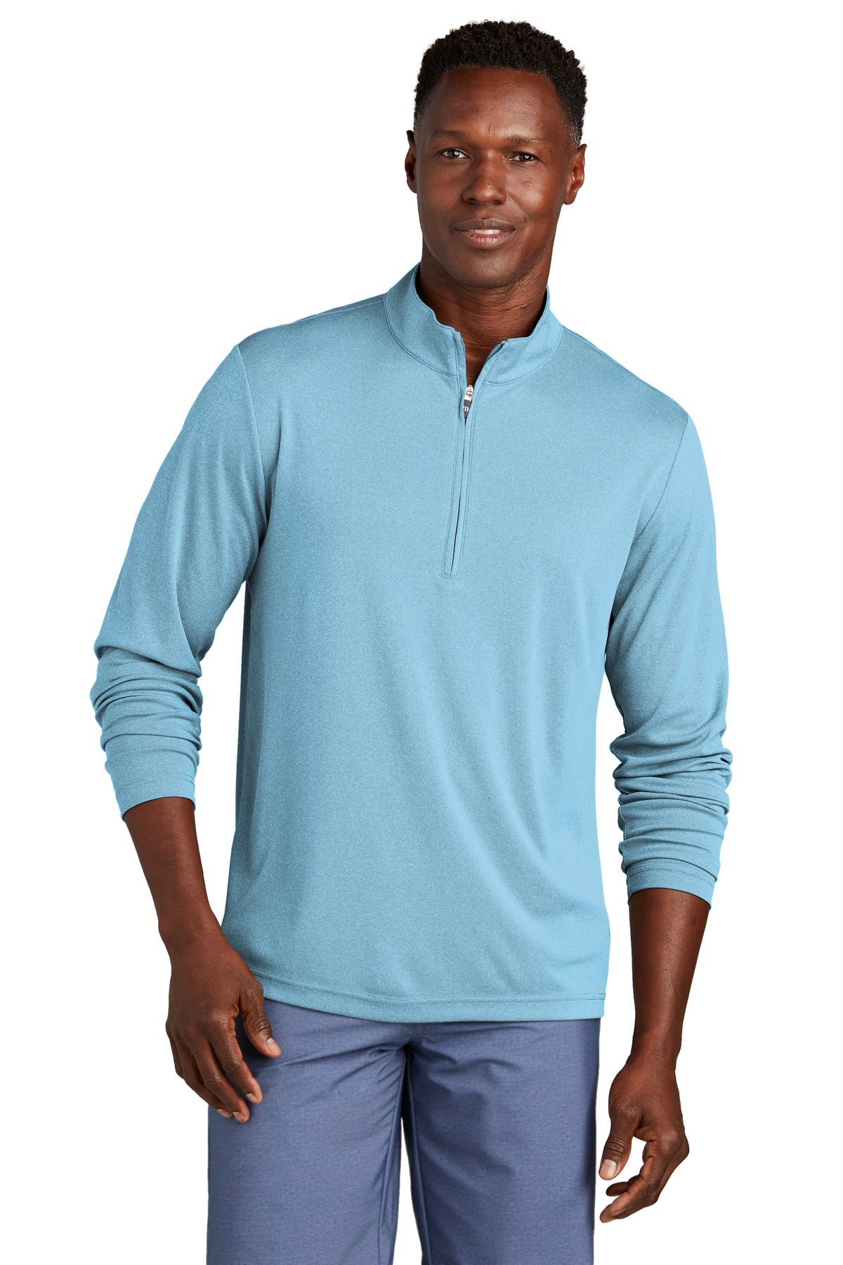 SanMar TM1MY397_brilliantblueheather_model_front.jpg
