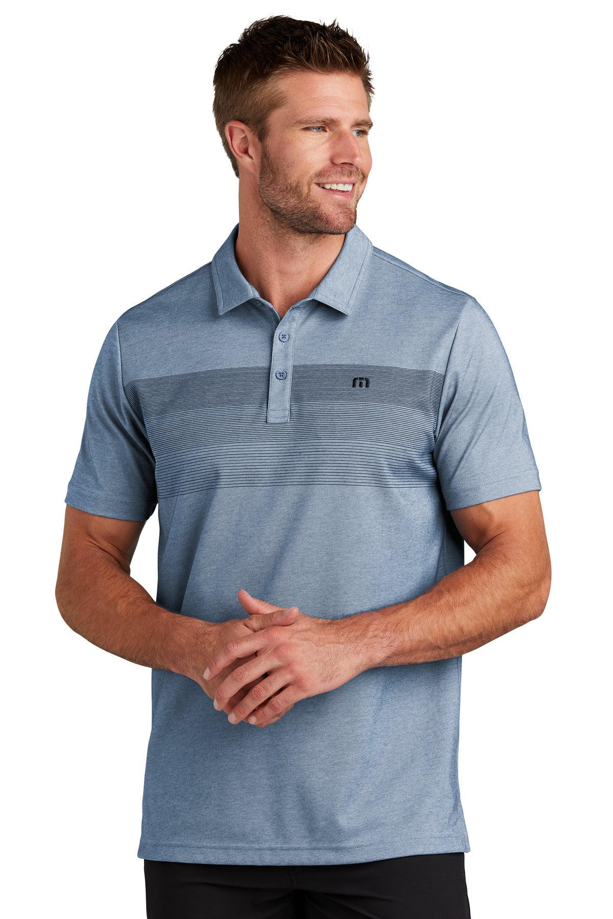 SanMar TM1MY402_opalblueheather_model_front.jpg