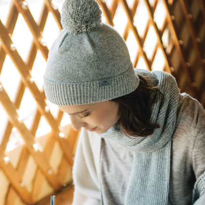 Front View of Grey Unisex RAVENLAKE Roots73 Knit Scarf