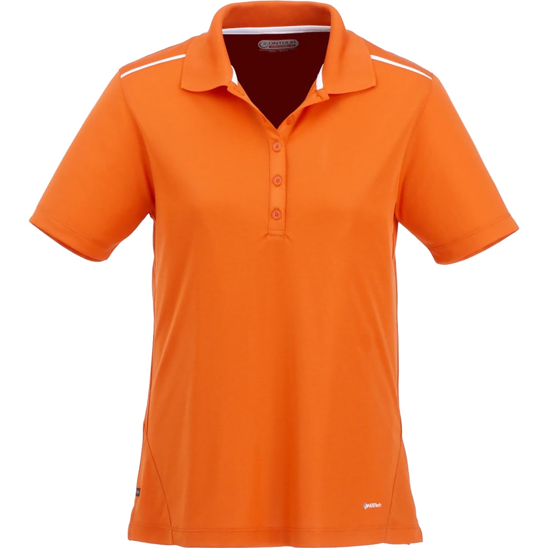 Front View of Orange Women's Albula SS Polo  - XS