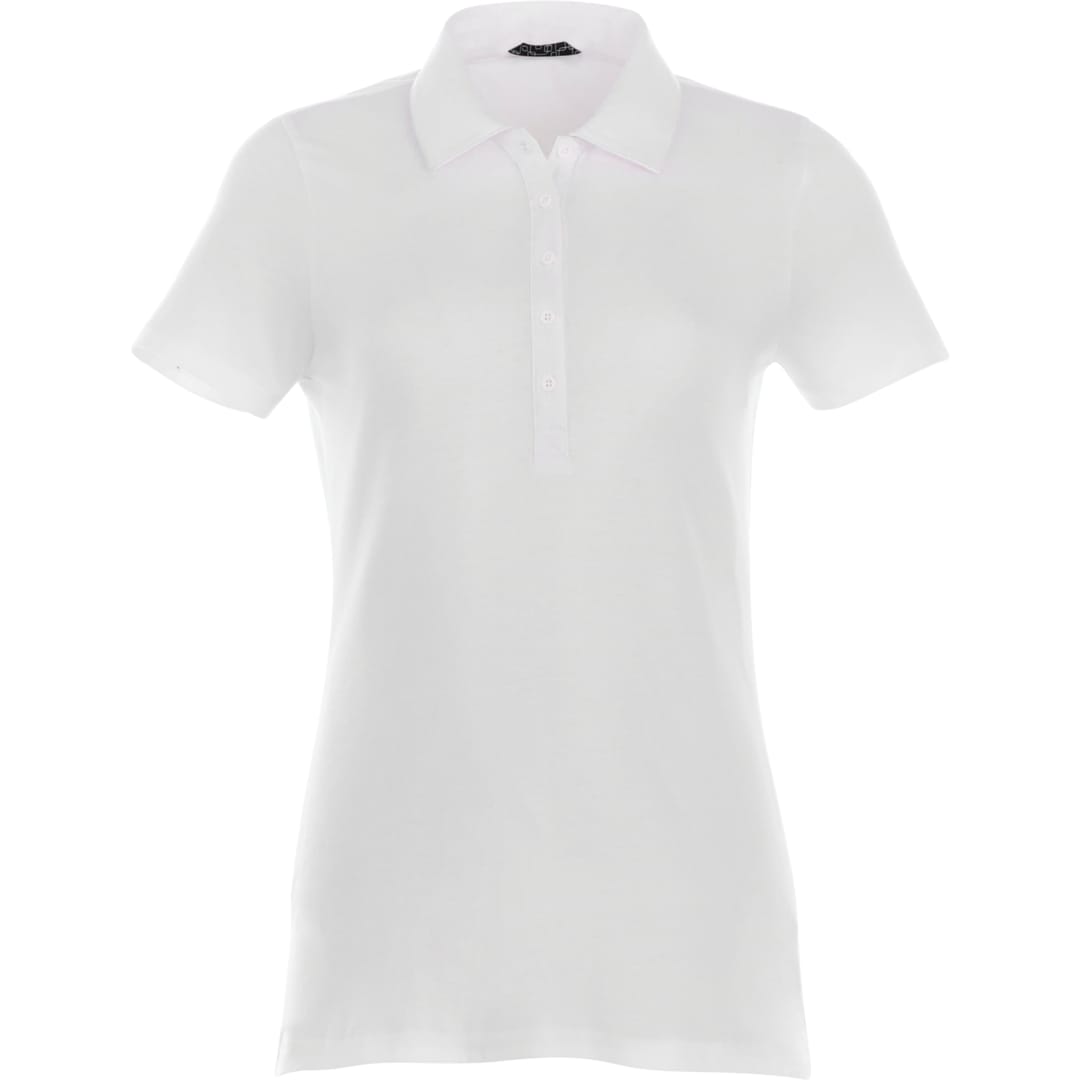 Front View of White Women's ACADIA SS Polo  - XS