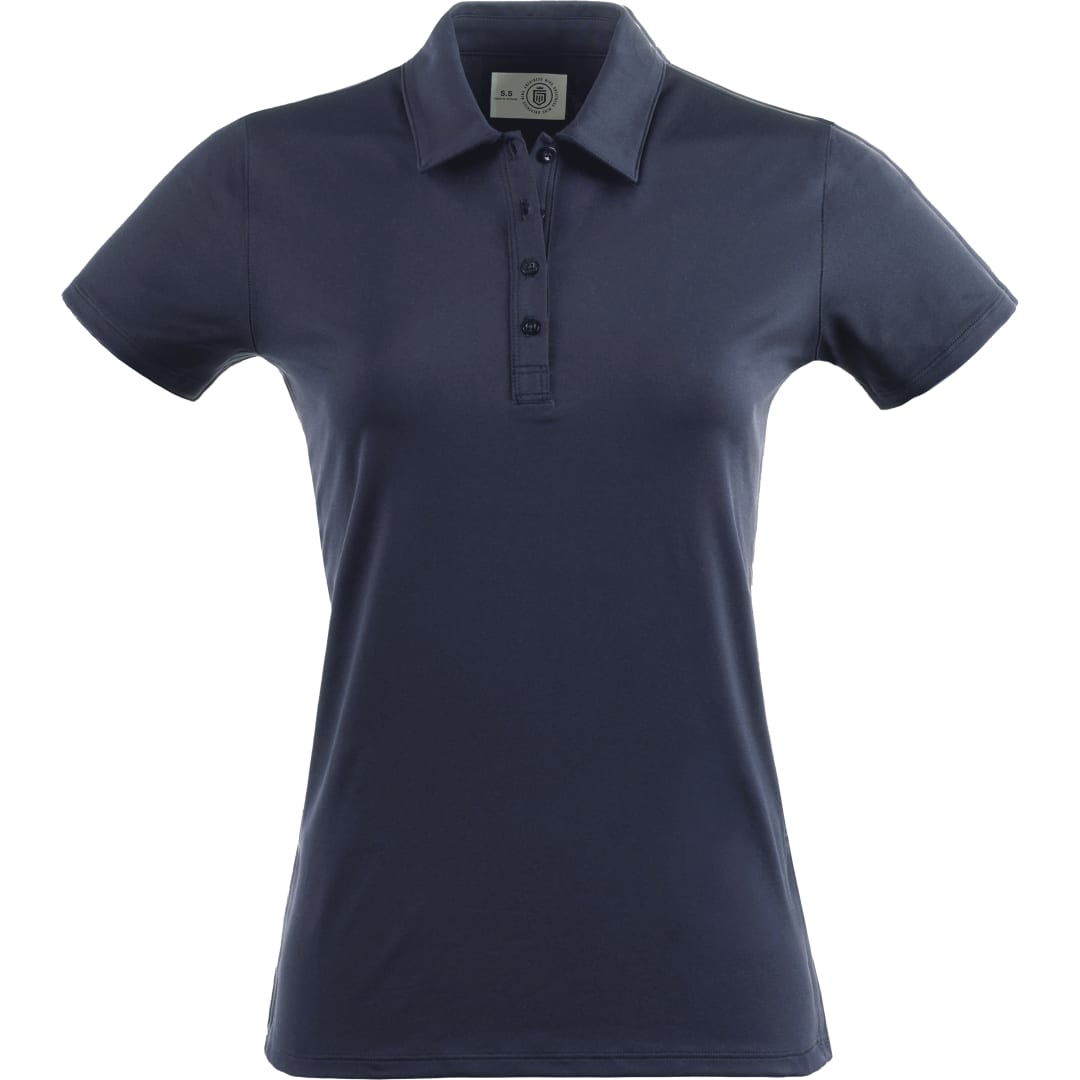 Front View of Blue Greatness Wins Athletic Tech Polo - Women's  - XS