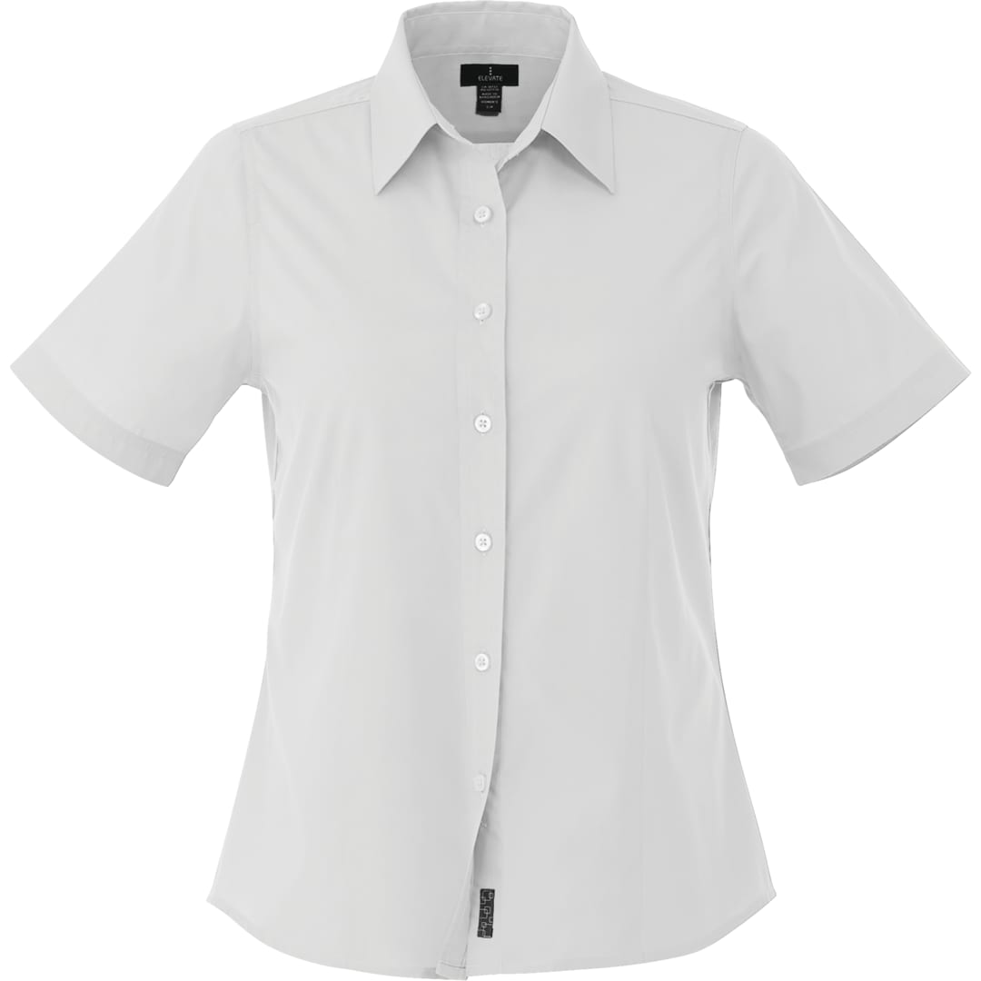 Front View of White Women's COLTER Short Sleeve Shirt  - XS