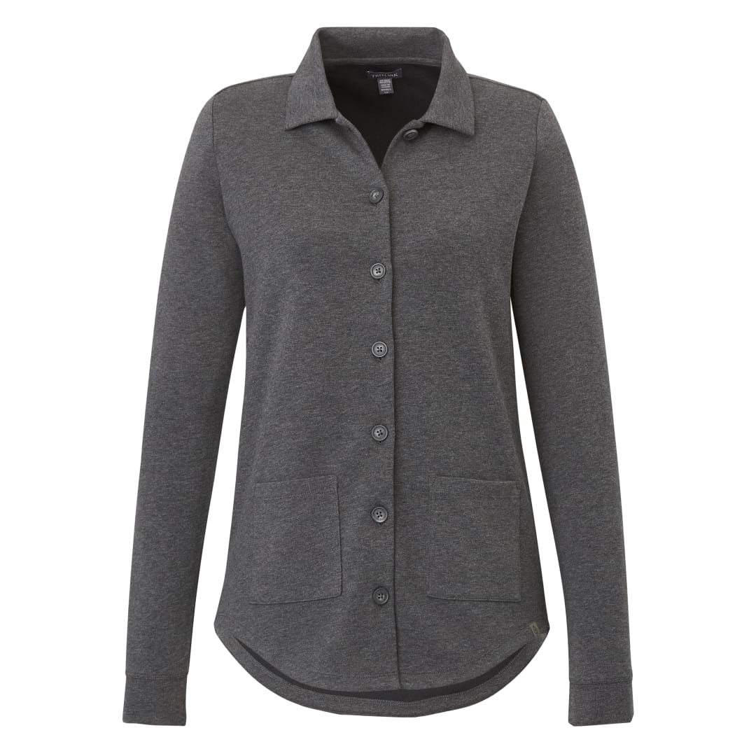 Front View of Black RIGI Eco Knit Button Cardi - Women's  - XS