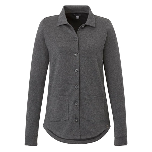 Front View of Black RIGI Eco Knit Button Cardi - Women's  - XS