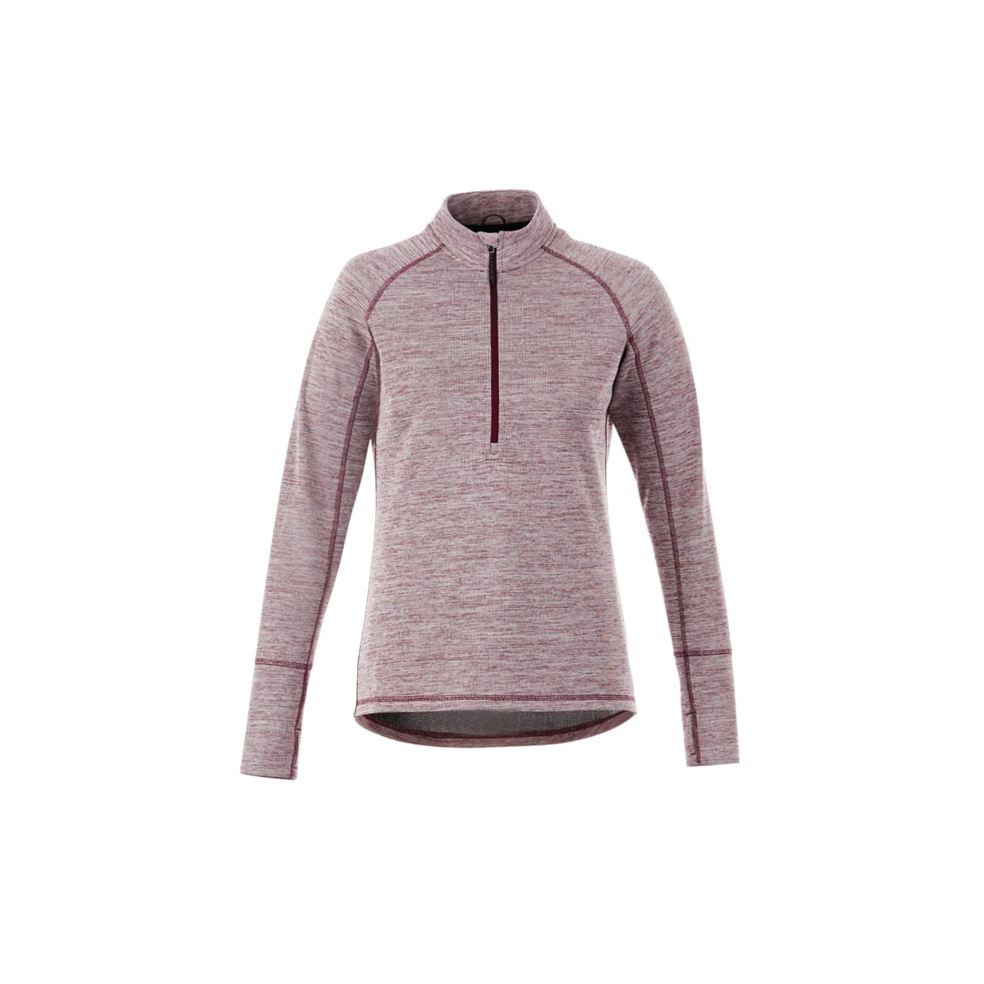 Front View of Red Women's CRANE Knit Half Zip  - XS