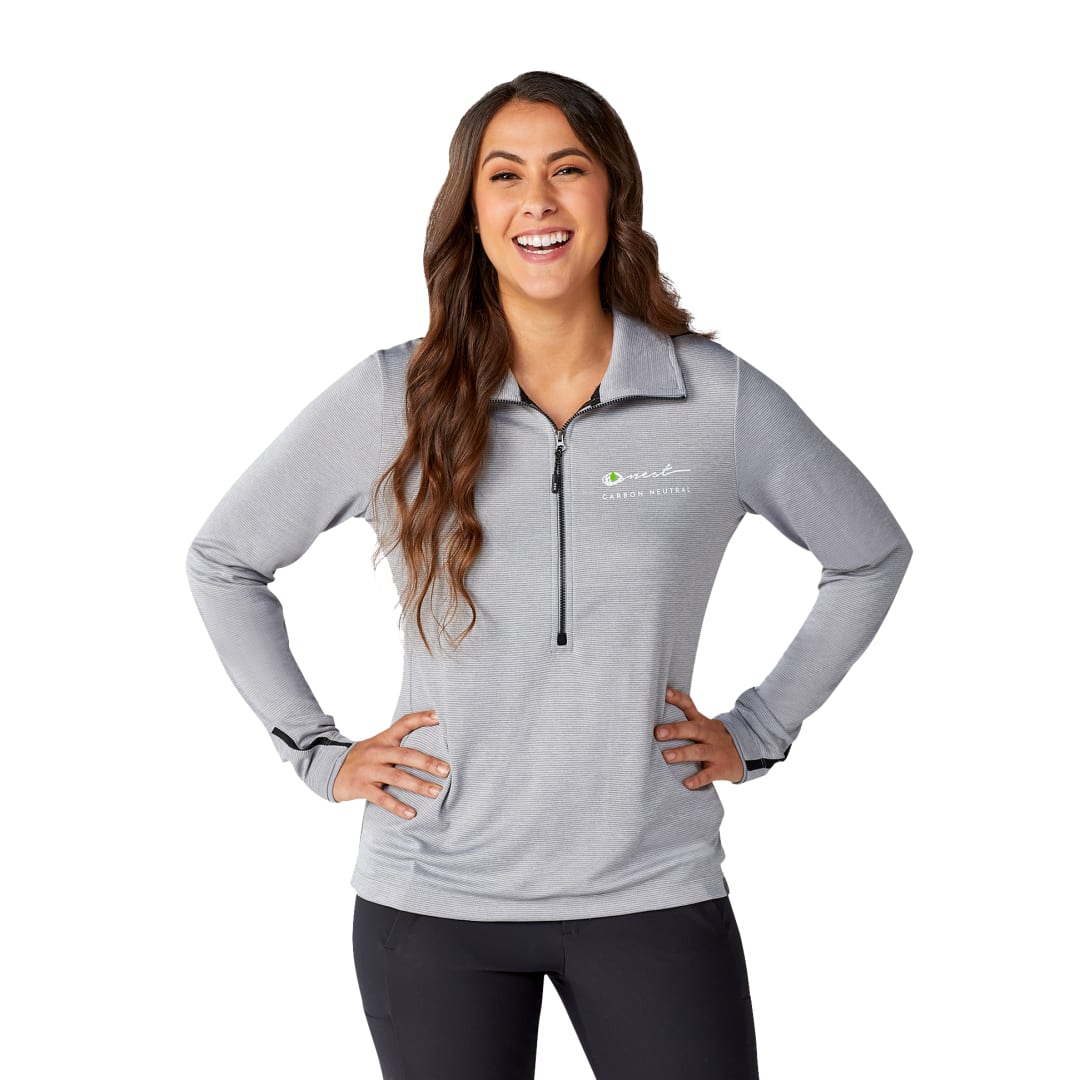 Front View of Grey Women's DEGE Eco Knit Half Zip  - XS
