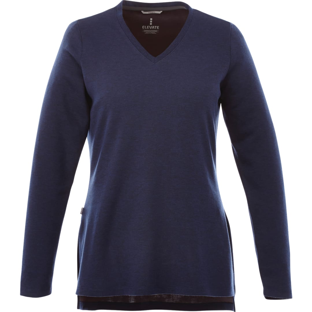 Front View of Blue Women's BROMLEY Knit V-neck  - XS