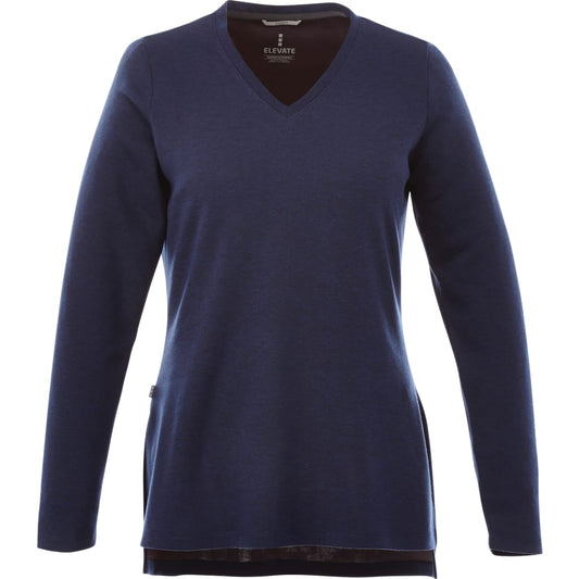 Front View of Blue Women's BROMLEY Knit V-neck  - XS