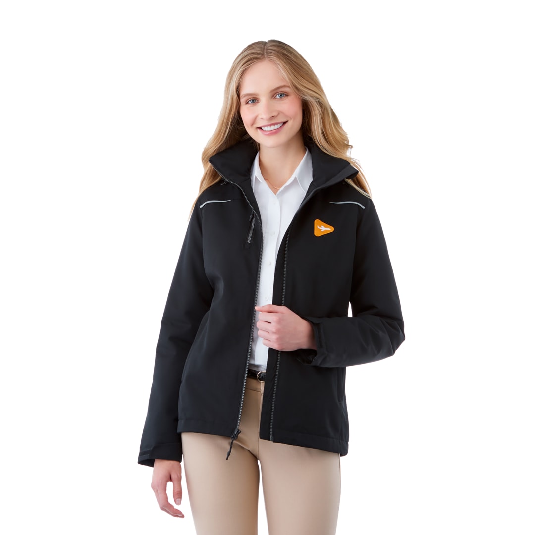 Front View of Black Women's COLTON Fleece Lined Jacket  - XS