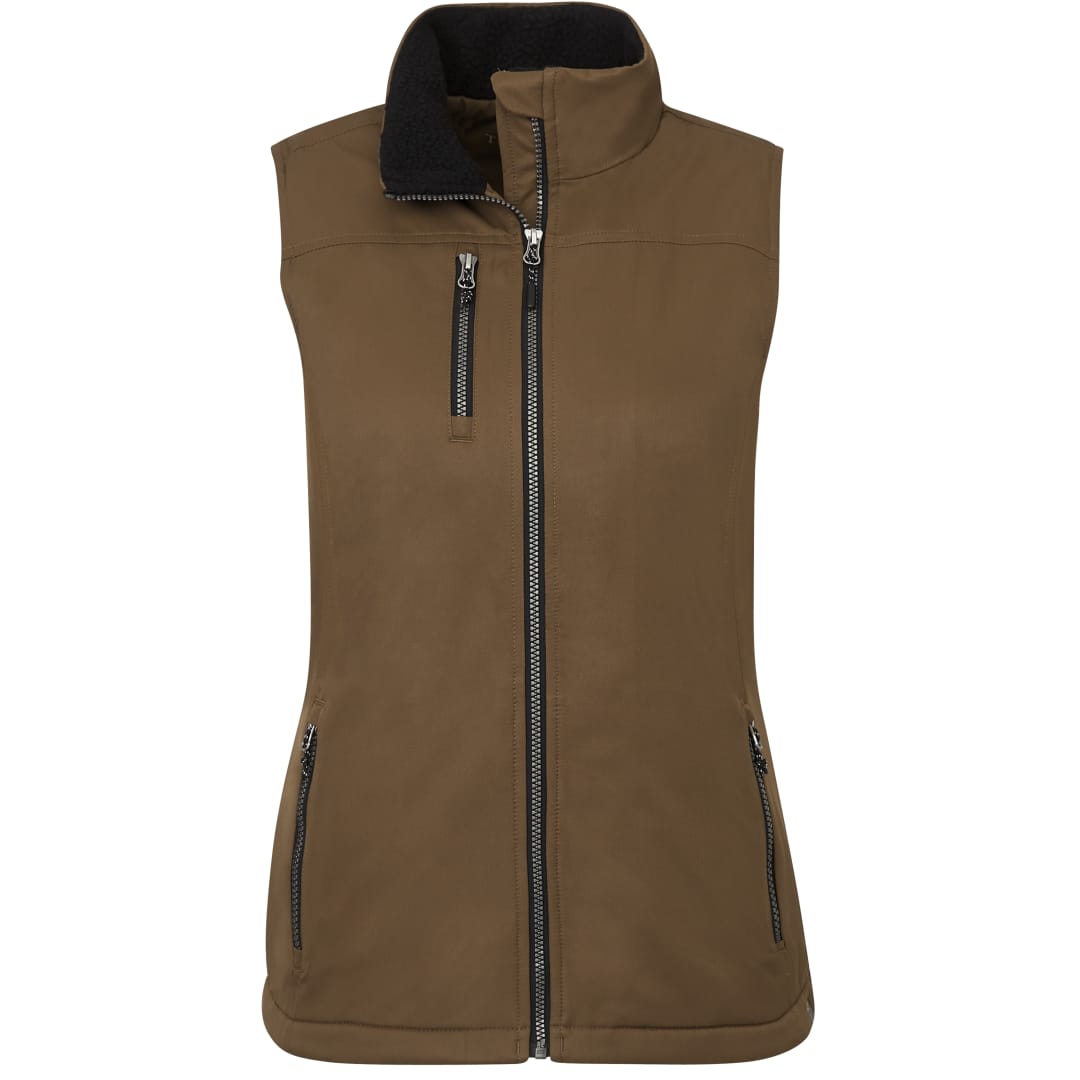 Front View of Brown HARDY Eco Vest - Women's  - XS