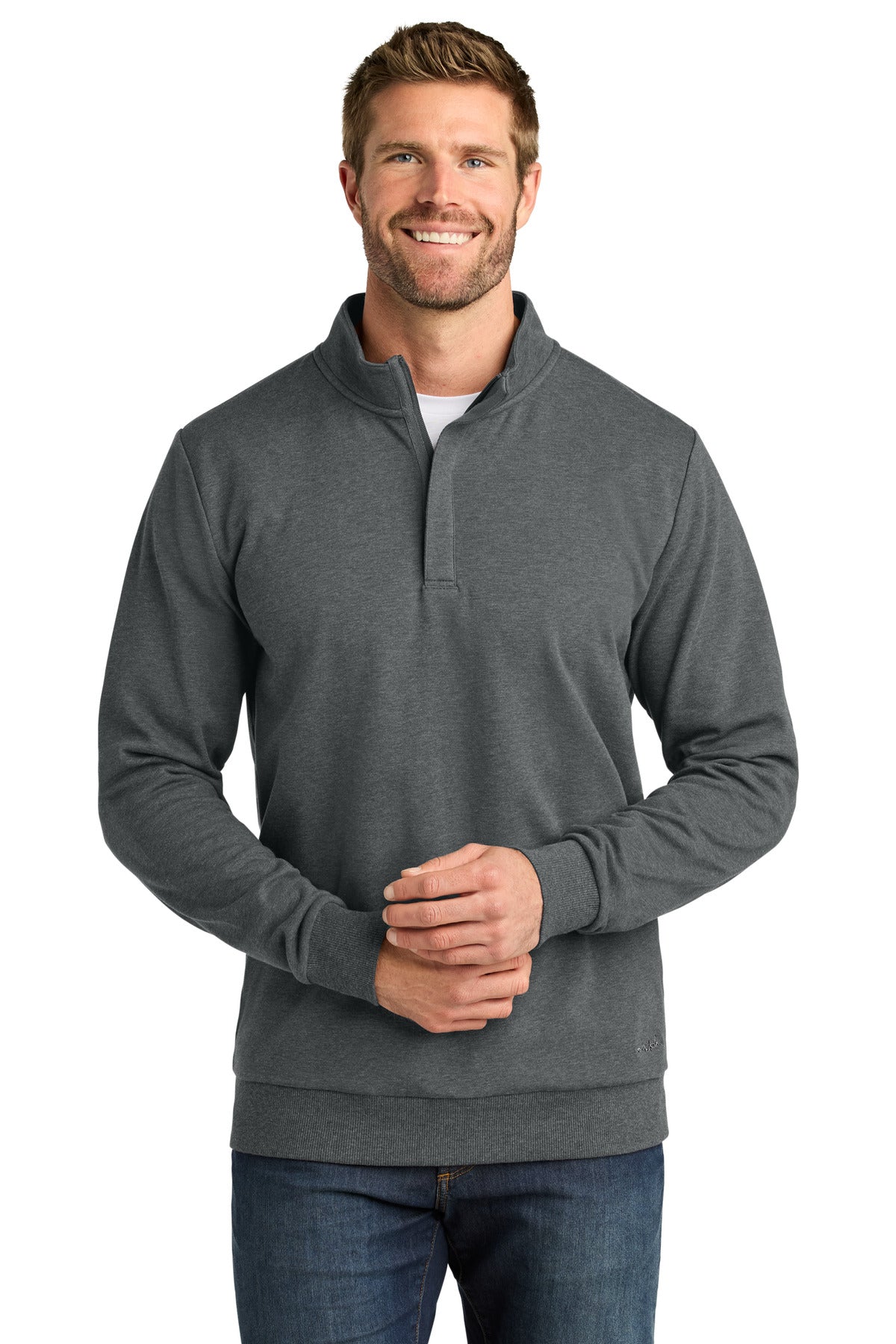 SanMar TMA41421_darkgreyheather_model_front.jpg