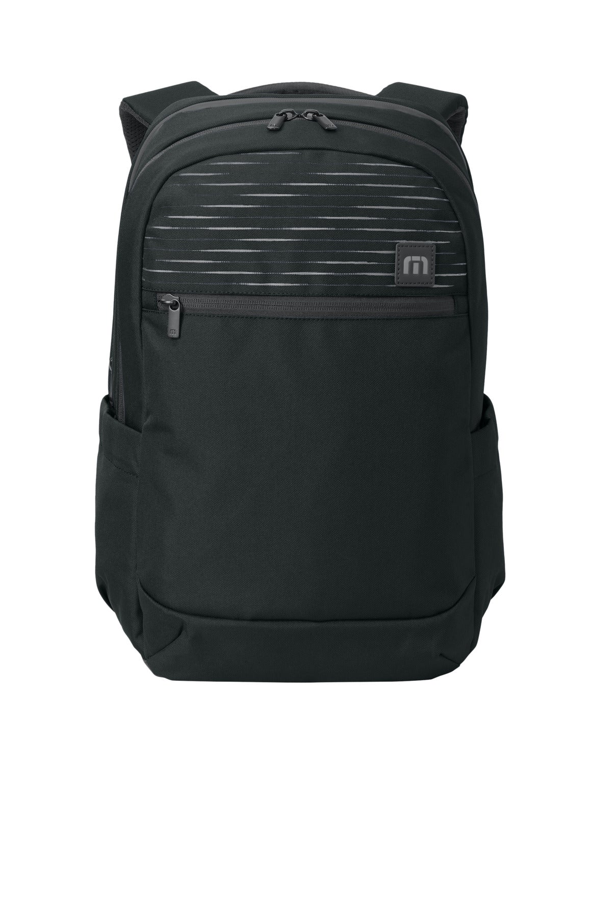 Front View of Black TravisMathew Approach Backpack TMB100