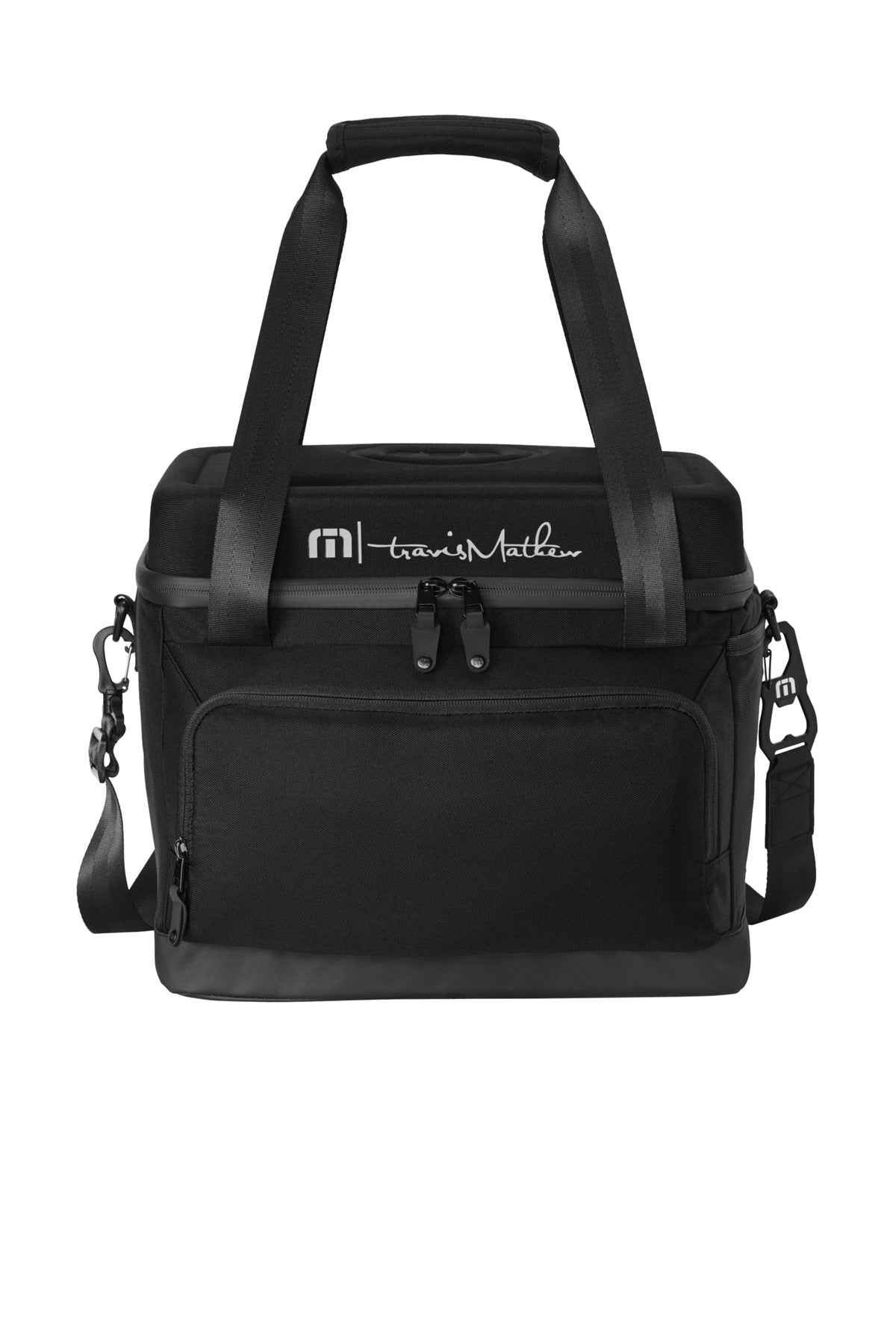 Front View of Black TravisMathew Cruise 24-Can Cooler TMB601