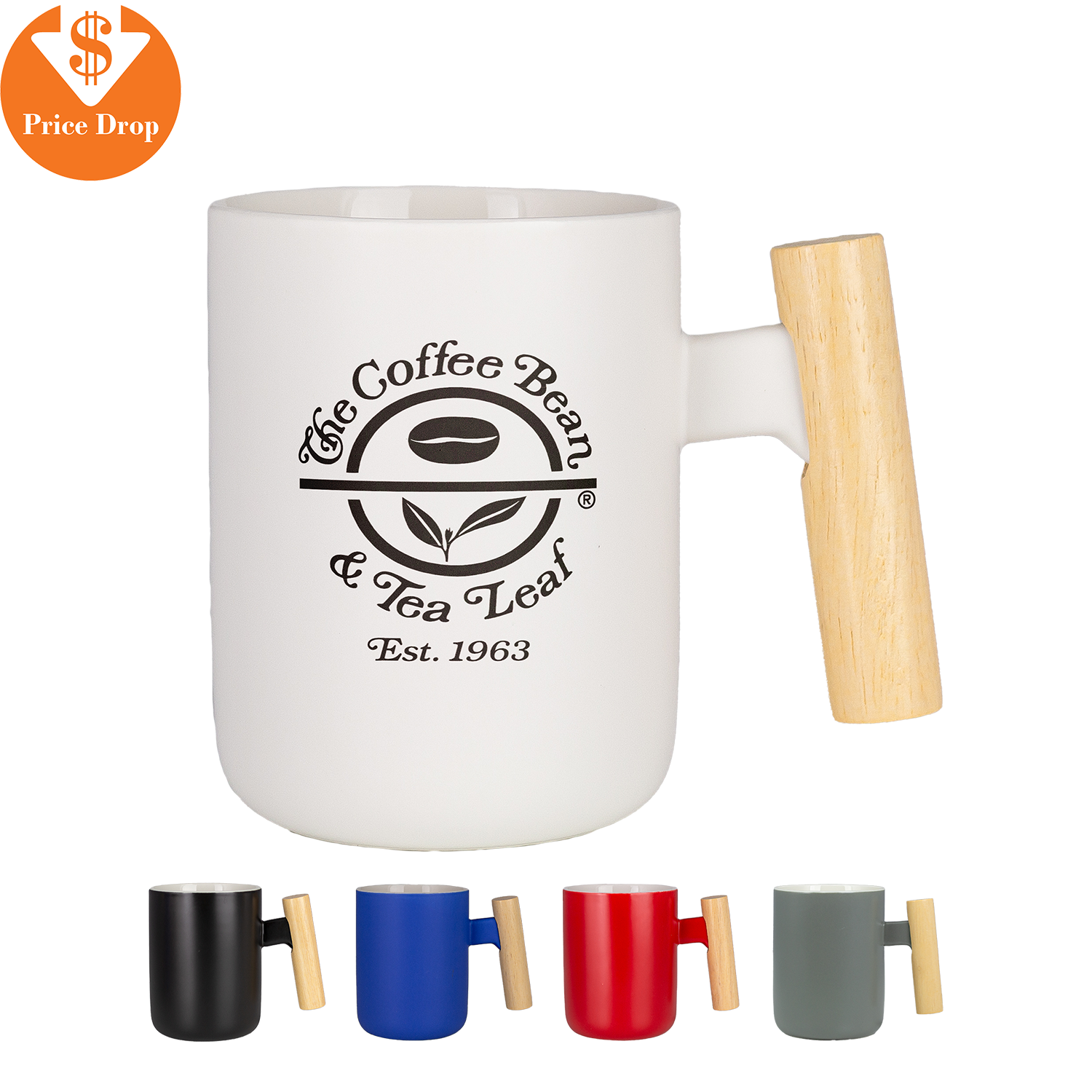 Black Tokyo 12 Oz Ceramic Mug with Wooden Handle