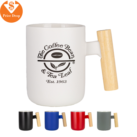 Black Tokyo 12 Oz Ceramic Mug with Wooden Handle