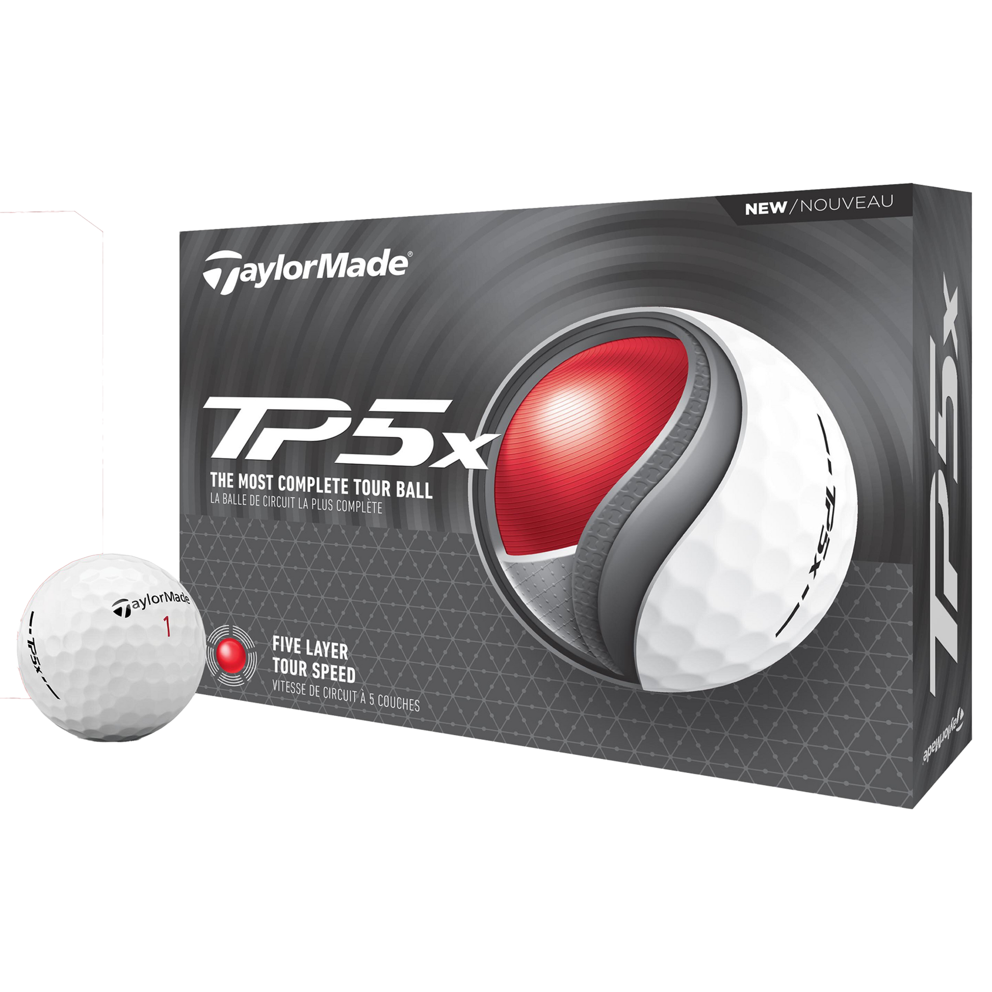 White TaylorMade TP5X Golf Ball