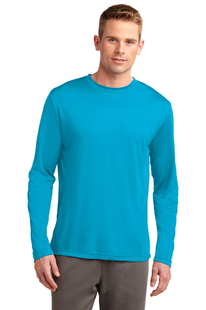 Front View of Atomic Blue Sport-Tek Tall Long Sleeve PosiCharge Competitor Tee. TST350LS  - 3XLT