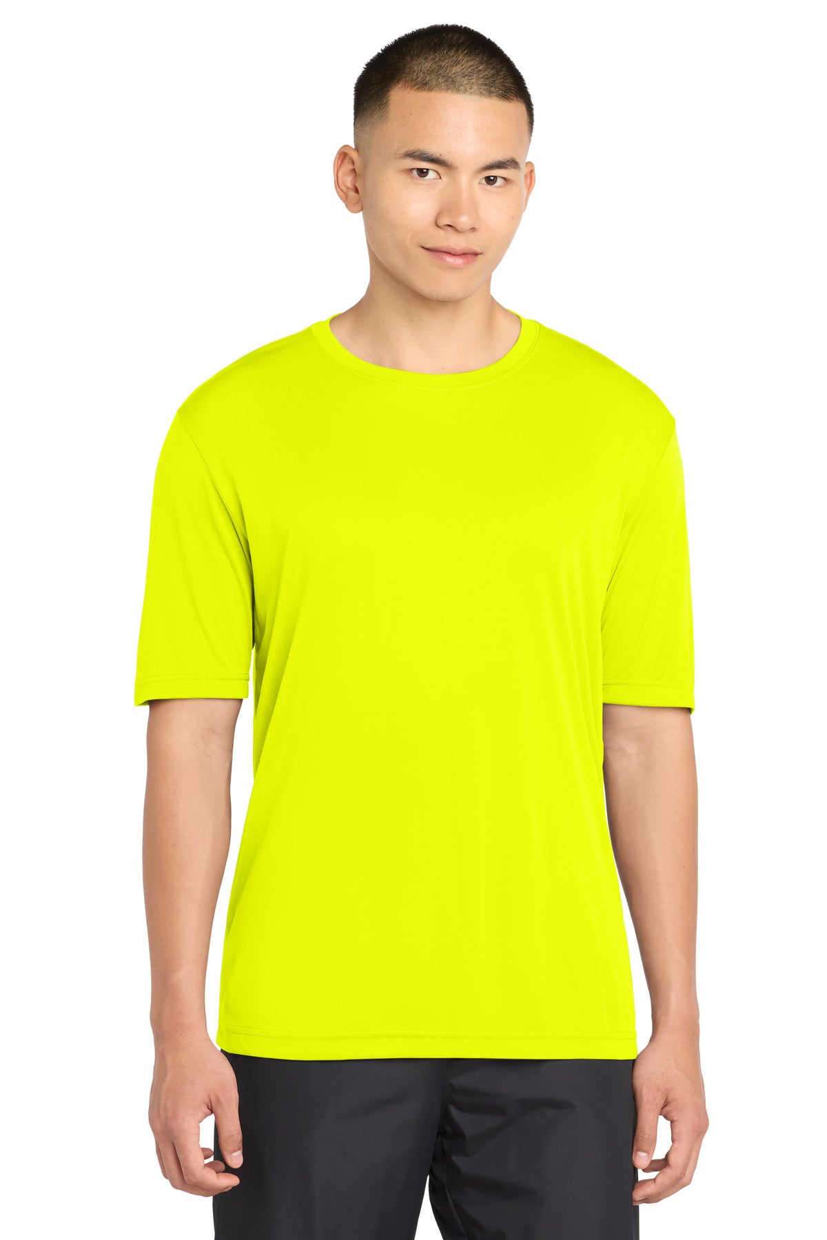 SanMar TST350_neonyellow_model_front.jpg