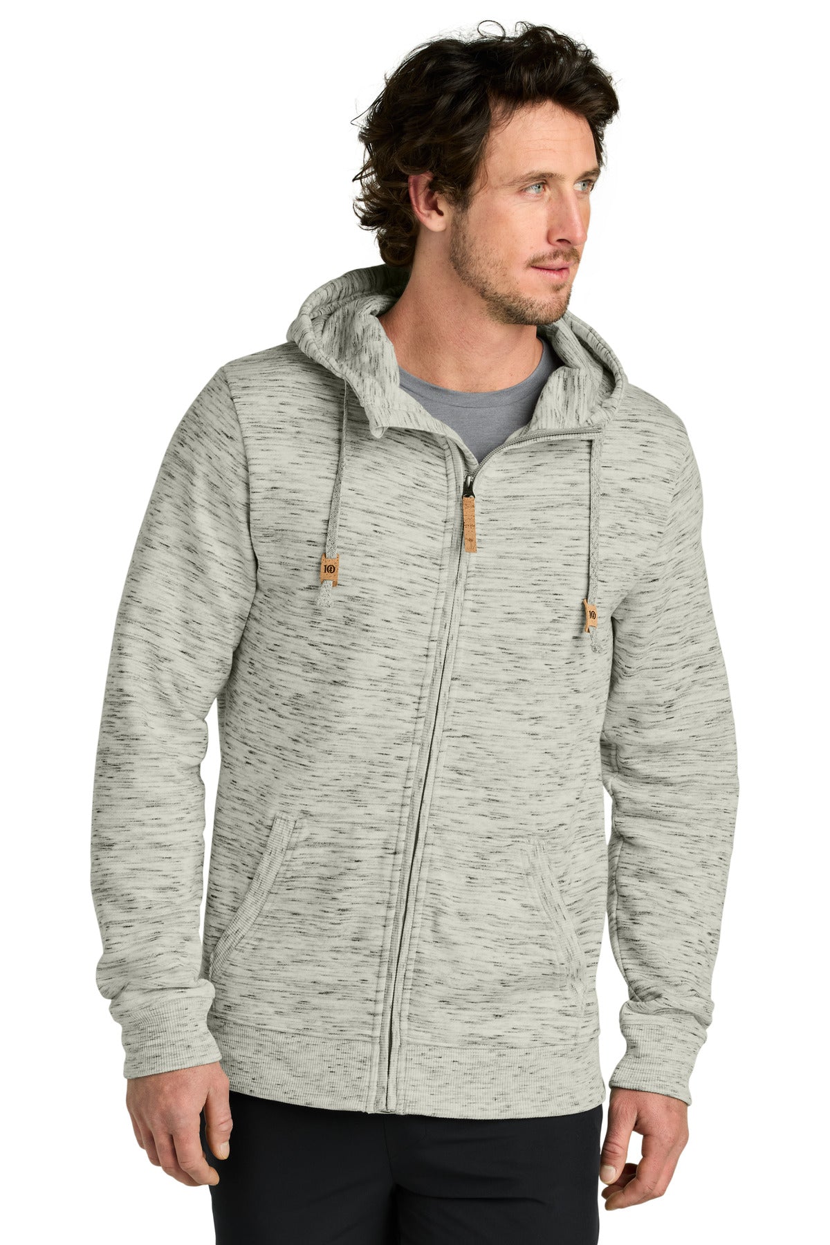 Front View of HiRsGSpcDy tentree Space Dye Fleece Full-Zip Hoodie TTCM4414  - M
