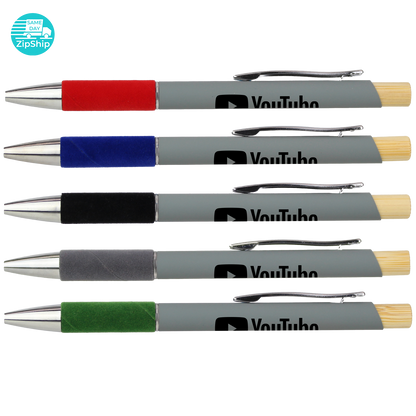 Black Recycled Aluminum Pen Featuring a Velvet Grip