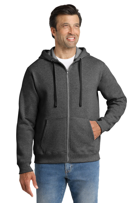 Front View of CharcoalHt Volunteer Knitwear Chore Fleece Full-Zip Hoodie VL130ZH  - S