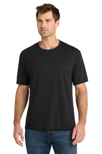 Front View of DeepBlkSld Volunteer Knitwear Tri Tee VL40  - S