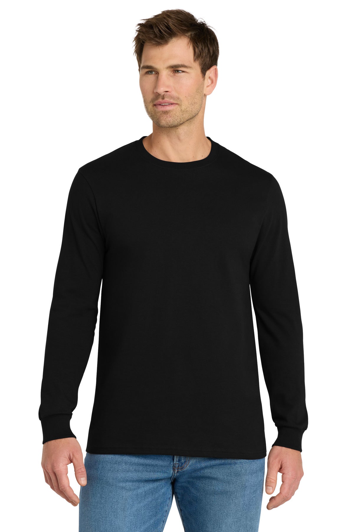 SanMar VL60LS_deepblack_model_front.jpg