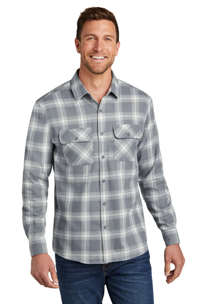 SanMar W668_grey_creamopenplaid_model_front.jpg