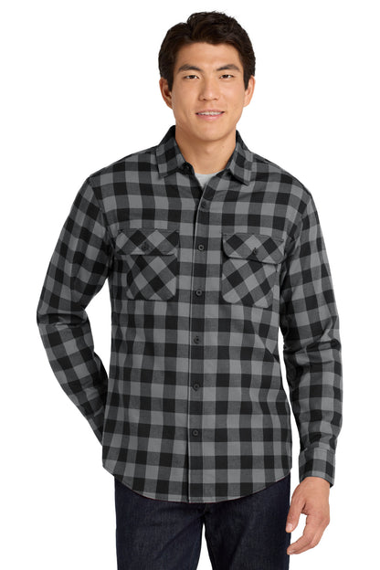 SanMar W668_greyblackbuffalocheck_model_front.jpg