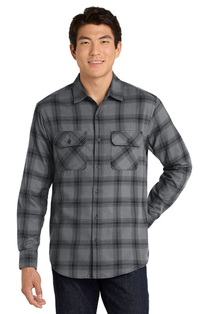 SanMar W668_greyblackopenplaid_model_front.jpg