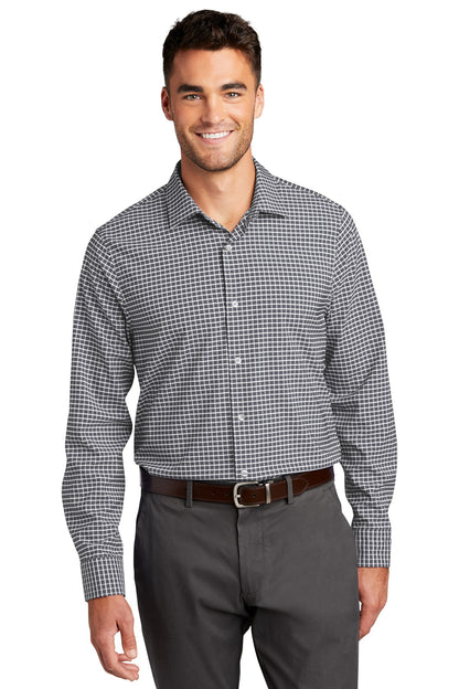 Front View of Graphite/White Port Authority City Stretch Shirt W680  - XS