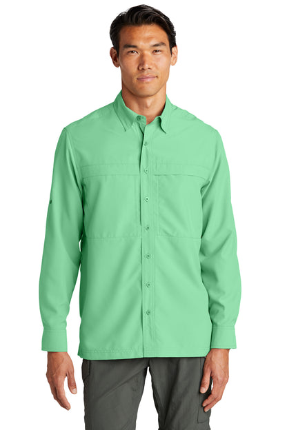 Front View of BrtSeafoam Port Authority Long Sleeve UV Daybreak Shirt W960  - XS