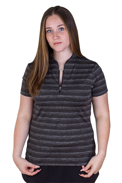 Black/Heather Women's Greg Norman LAB Stripe Polo  - S