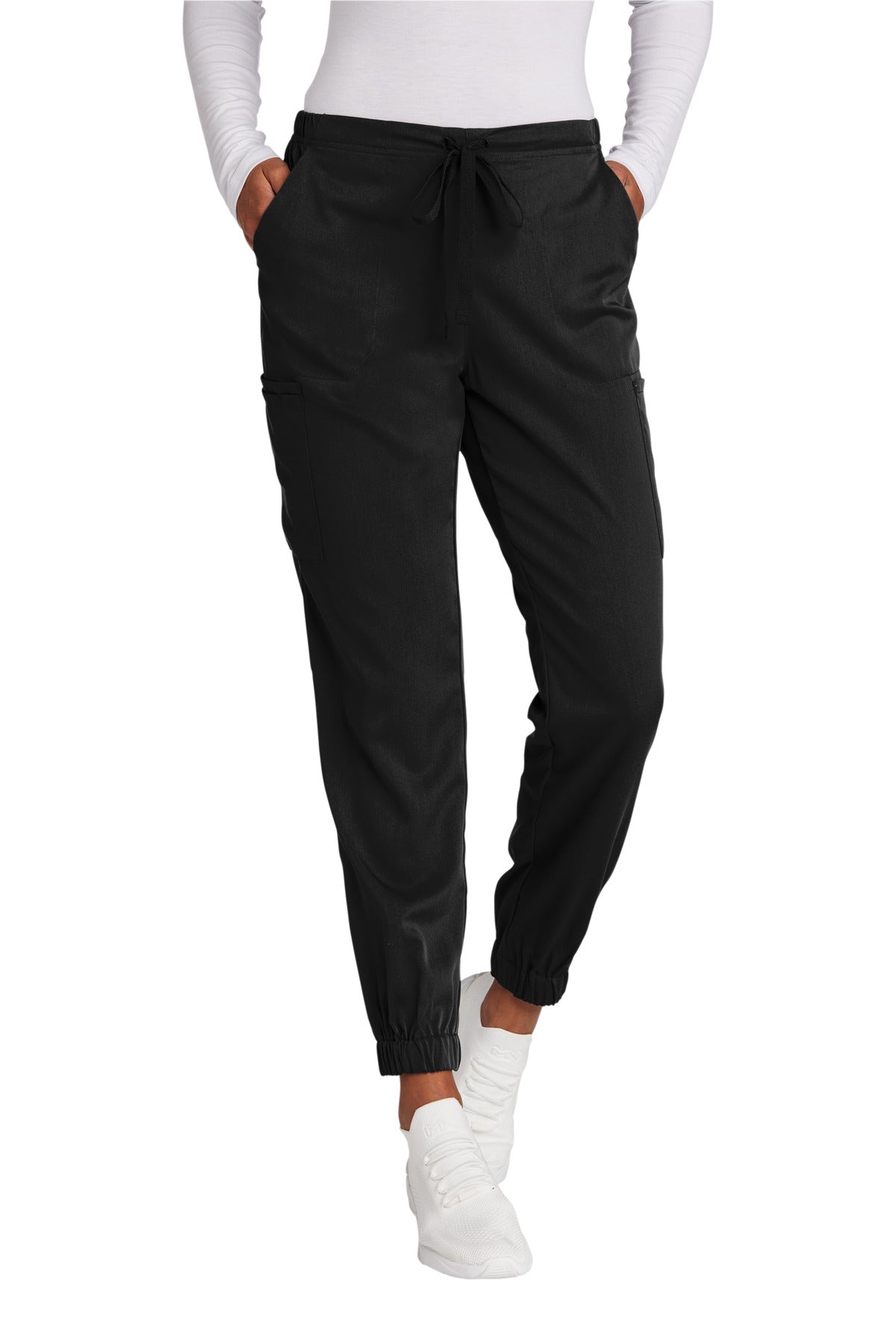 Front View of Black Wink Women's Premiere Flex Jogger Pant WW4258  - 2XS