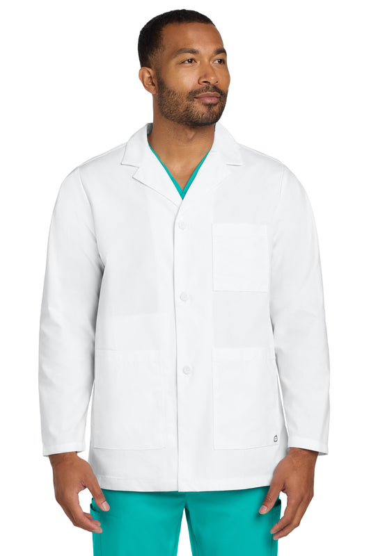Front View of White Wink Men's Consultation Lab Coat WW5072  - XS