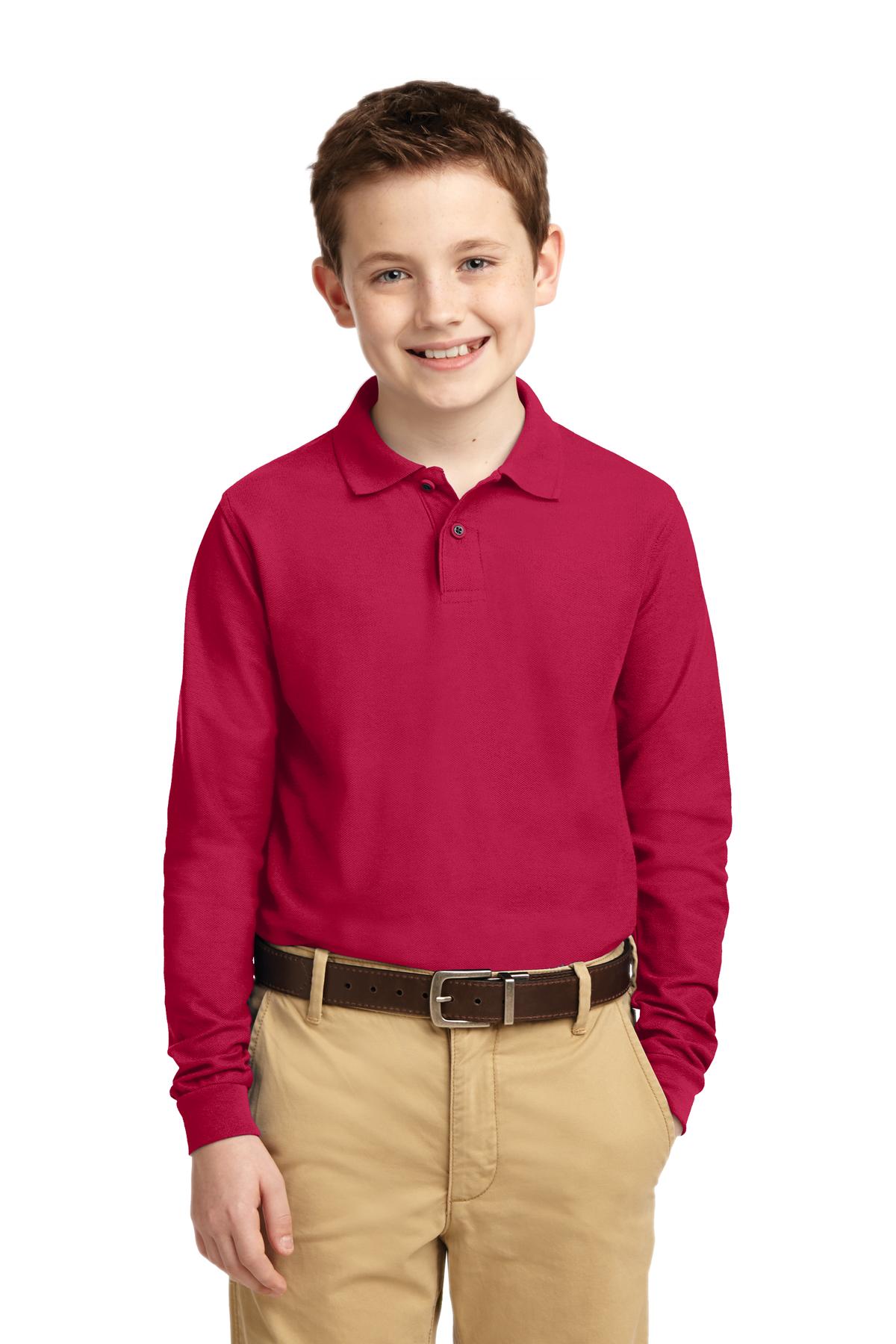 Port Authority Youth Long Sleeve Silk Touch Polo. Y500LS