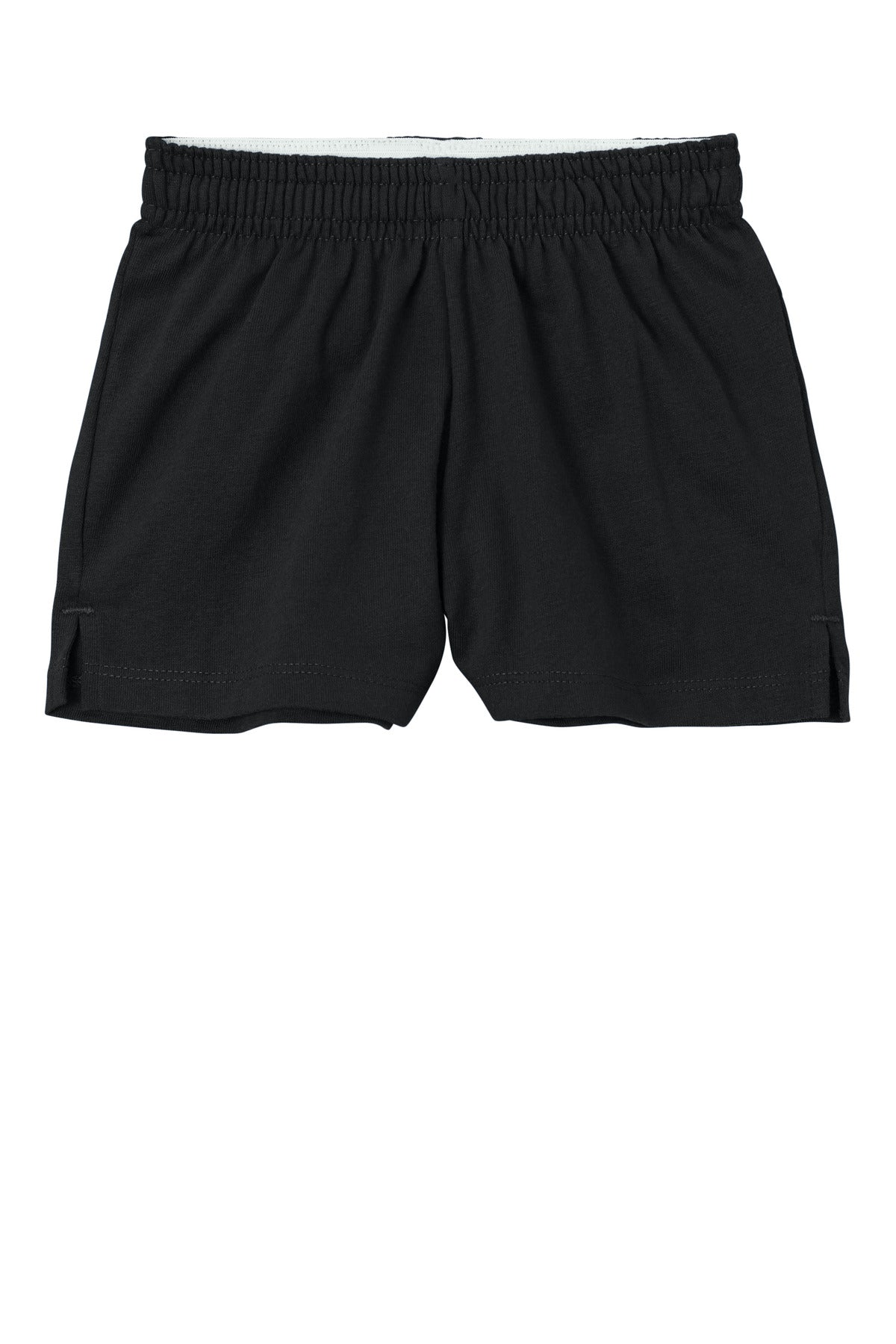 Front View of Black Sport-Tek Girls Jersey Knit Squad Short YGST311  - XS