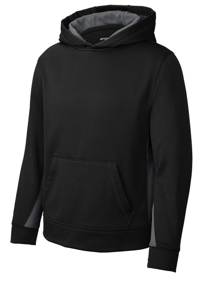 Sport-Tek Youth Sport-Wick Fleece Colorblock Hooded Pullover. YST235
