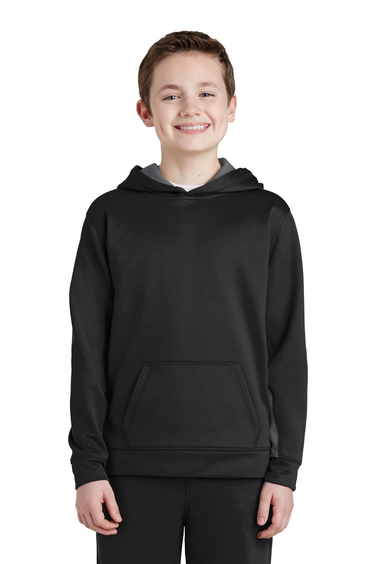 Sport-Tek Youth Sport-Wick Fleece Colorblock Hooded Pullover. YST235
