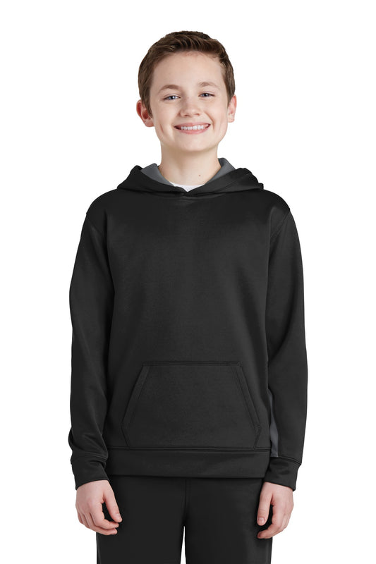 Sport-Tek Youth Sport-Wick Fleece Colorblock Hooded Pullover. YST235