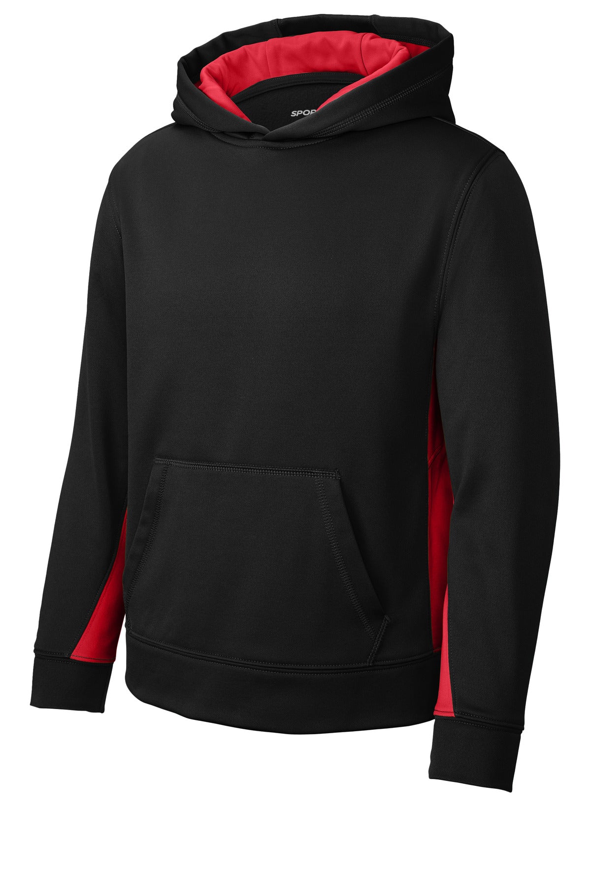 Sport-Tek Youth Sport-Wick Fleece Colorblock Hooded Pullover. YST235