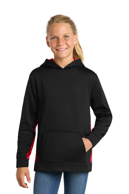 SanMar YST235_blackdeepred_model_front.jpg