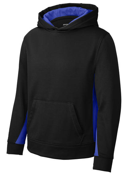 Sport-Tek Youth Sport-Wick Fleece Colorblock Hooded Pullover. YST235