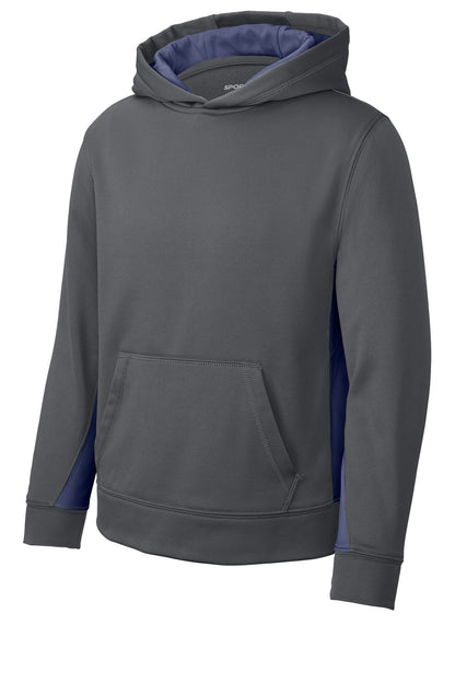 Sport-Tek Youth Sport-Wick Fleece Colorblock Hooded Pullover. YST235